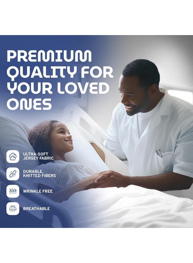 White Classic White Classic 3 Piece Hospital Bed Sheet Set, Soft Jersey Knitted T-Shirt Quality, 1 Flat, 1 Fitted, 1 Pillowcase  - Image 4