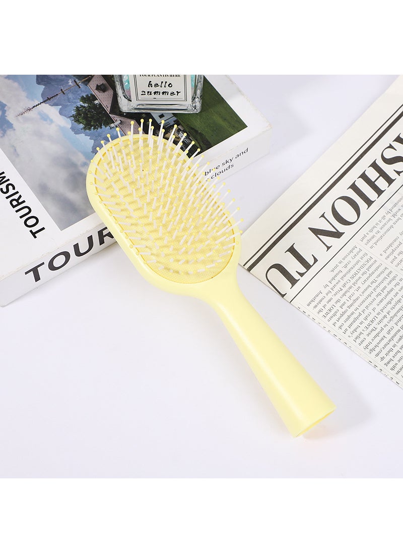 Generic Ladies Cushioned Massage Comb for Hair Care Yellow 