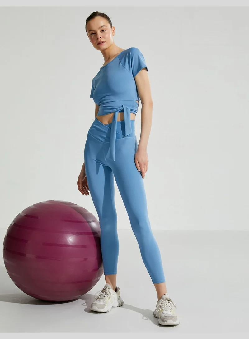 KOTON Back Tie Detail Yoga T-Shirt