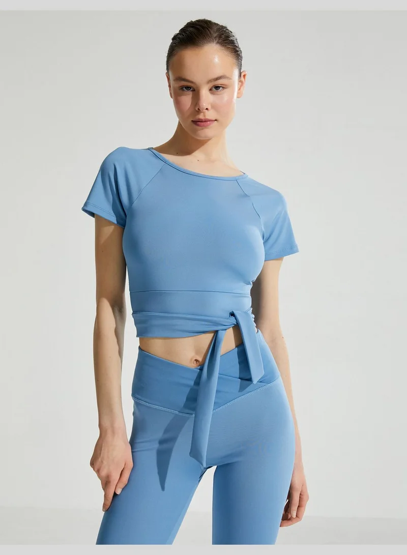 KOTON Back Tie Detail Yoga T-Shirt