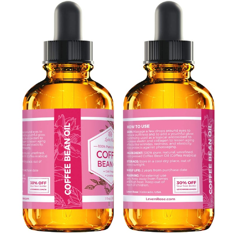 Leven Rose زيت حبوب القهوة من ليفن روز 1 أونصة - زيت طبيعي 100% معصور على البارد للبشرة والشعر - Image 5