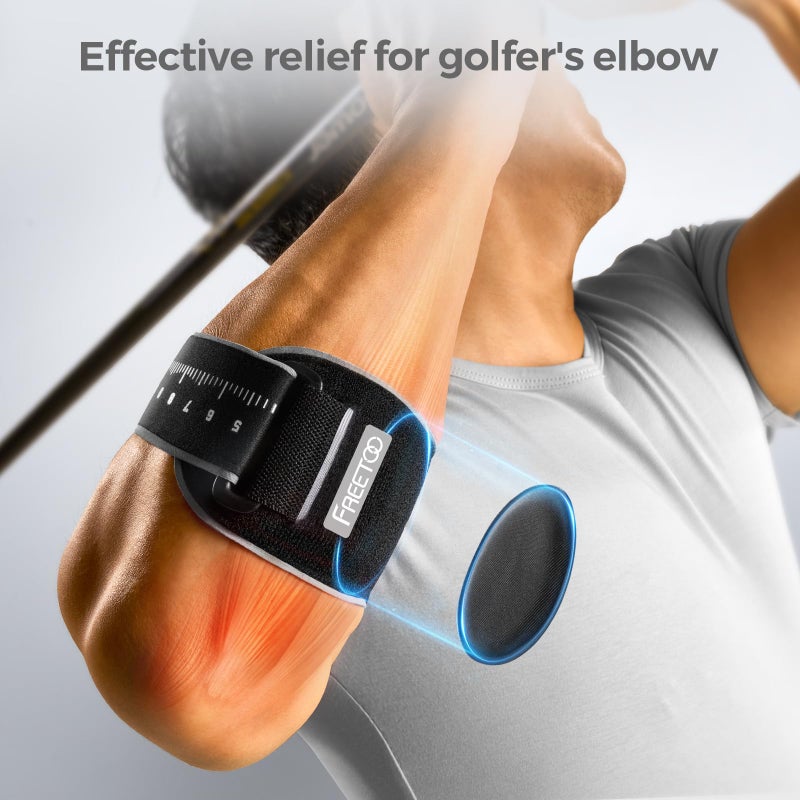 FREETOO Elbow brace for Tendonitis and Tennis Elbow for Women Men, Adjustable Golfers Elbow Brace for Men for Pain, Counterforce Brace for Epicondylitis, Tennis Elbow Strap with Gel Pad Grey L/XL - Image 4