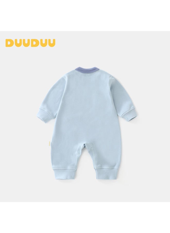 Duuduu Baby Clothes Uni Infant Seamless Romper Autumn Newborn Cartoon Long Sleeve Jumpsuit Blue 66cm - Image 2