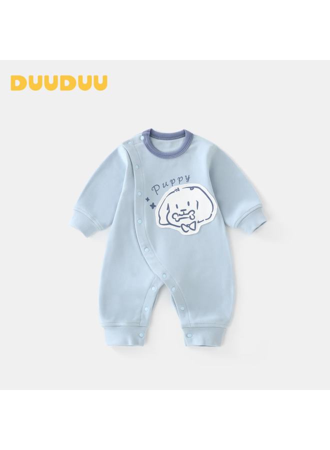 Duuduu Baby Clothes Uni Infant Seamless Romper Autumn Newborn Cartoon Long Sleeve Jumpsuit Blue 66cm - Image 1