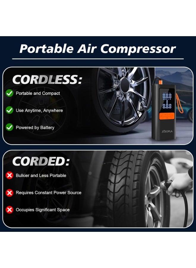 Xoopla Tire Inflator Portable 150PSI Air Compressor 6000mAh Car Air Pump with Digital LCD Display 5 Modes Electric Pump for Car Bike Ball Motorcycle  - Image 2