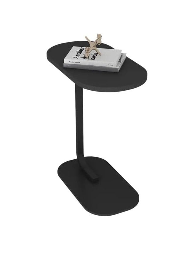 C Shaped Side Table Sofa Side Table Couch Side TablesThat Slide Under End Table Laptop Coffee and Snack Side Tables Wooden Table Small Table For Balcony Living Room Bedroom (BLACK) - Image 1