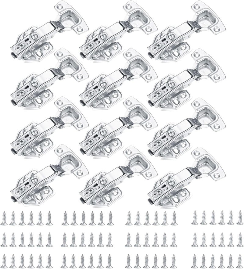 BEANPRECOY 12 Pcs Kitchen Cupboard Hinges Cabinet Hinges Full Overlay Face Frame Soft Close European Hinges Hidden Hinge Stainless Steel Self Closing Door Hinges Concealed with Mounting Screws Cupboard Closet - Image 1