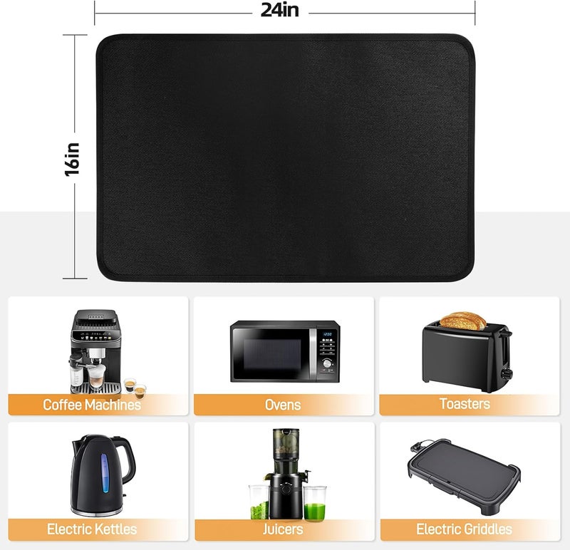 Amerbro Heat Resistant Mat for Air Fryer, 16 x 24in Heat Resistant Mat for Countertop, Fireproof Silicone Countertop Protector Appliance Slider for Air Fryer, Coffee Maker, Toaster, Oven (Black) - Image 5
