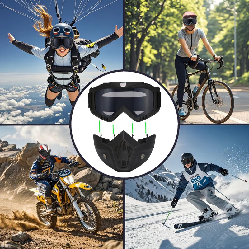 PLOOTA Motorcycle Goggles Detachable Face Mask Full Face,Windproof Glasses, Dirt Bike,ATV,Riding,Ski,Racing Helmet Goggles for Men Women - Image 3