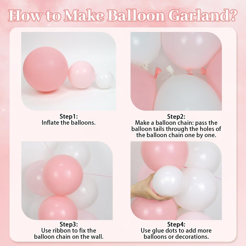 Leraqertra Light Pink Balloon Arch Kit with Clear Pastel Pink and White Balloons for Wedding Bridal Baby Shower Shower Birthday Party Decorations - Image 3