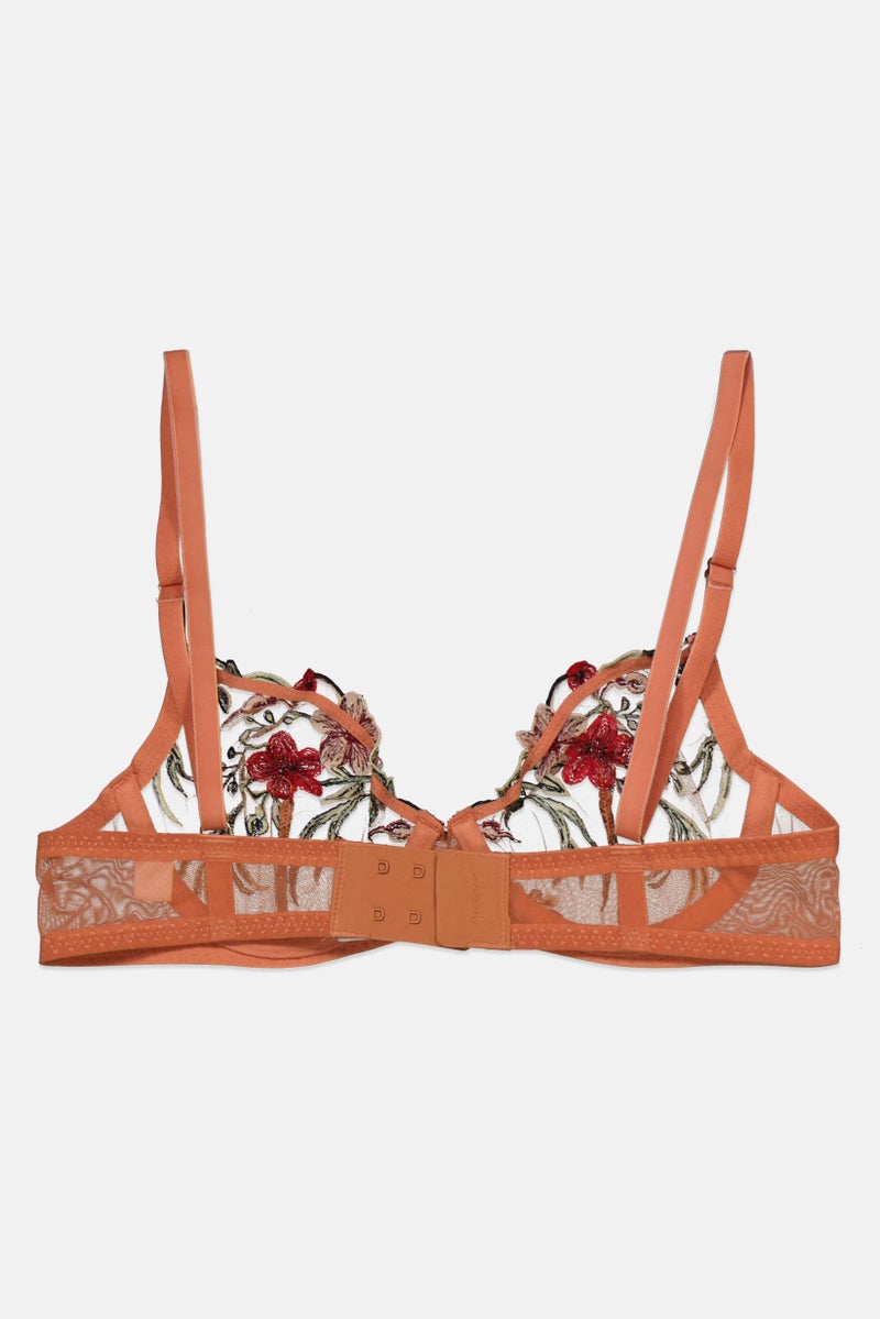 GUESS Women Embroidered Non-Padded Wireless Bra, Brown  - Image 2