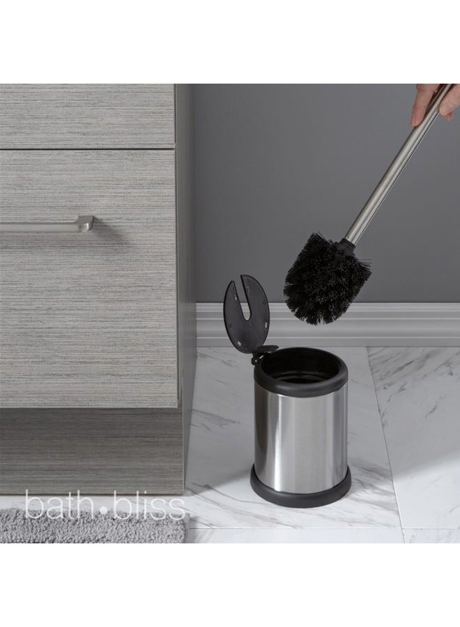 Bath Bliss Toilet Bowl Brush and Holder with Self Closing Lid, Space Saver, Deep Cleaning, Finger Print Proof Finish, Hygienic, 4.5" round by 14.75" high, Stainless Steel - Image 4