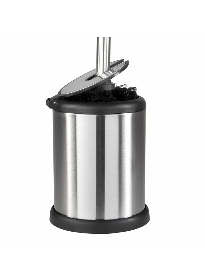Bath Bliss Toilet Bowl Brush and Holder with Self Closing Lid, Space Saver, Deep Cleaning, Finger Print Proof Finish, Hygienic, 4.5" round by 14.75" high, Stainless Steel - Image 2
