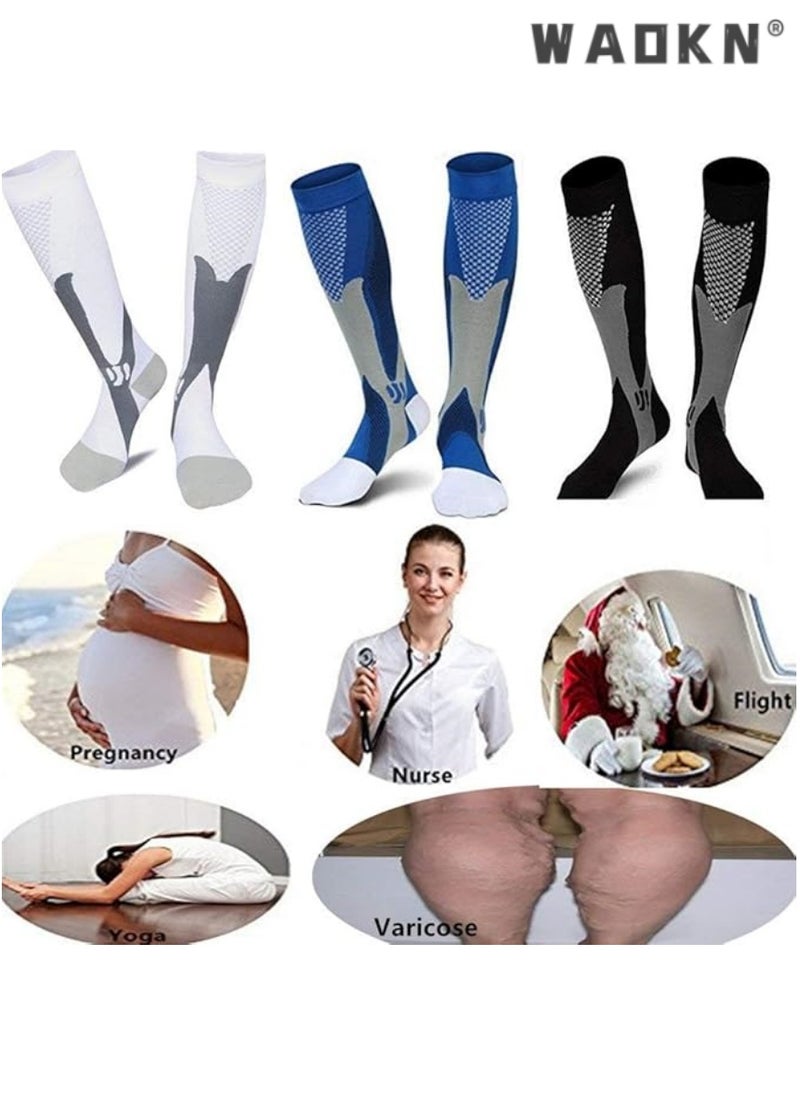 WAOKN High-Performance Compression Running Socks, Professional Sports Long-Tube Football Socks, Calf-Length Design, Extremely Elastic, Suitable for Long-Duration Sports Activities（White）  - Image 5