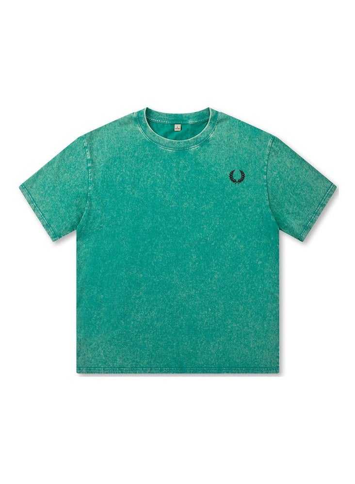 Fred Perry vintage old washed printed loose round neck T-shirt for men and women with the same basic Joker casual shirt. - Image 1