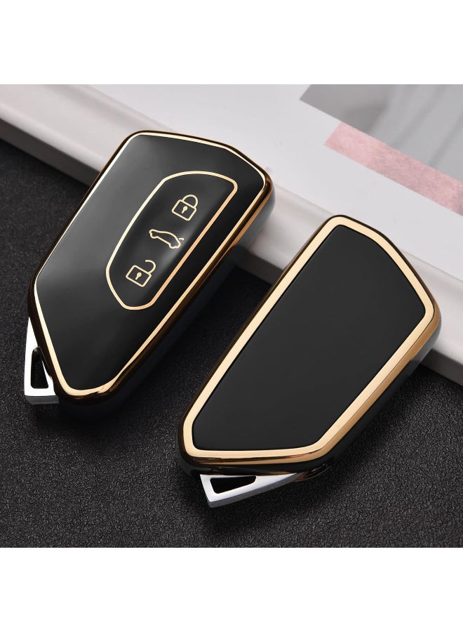 Car Key Case Cover & Protector for VW Tiguan , Golf 8 , Seat Leon, Skoda Octavia A8 , Cupra black & gold - Image 2