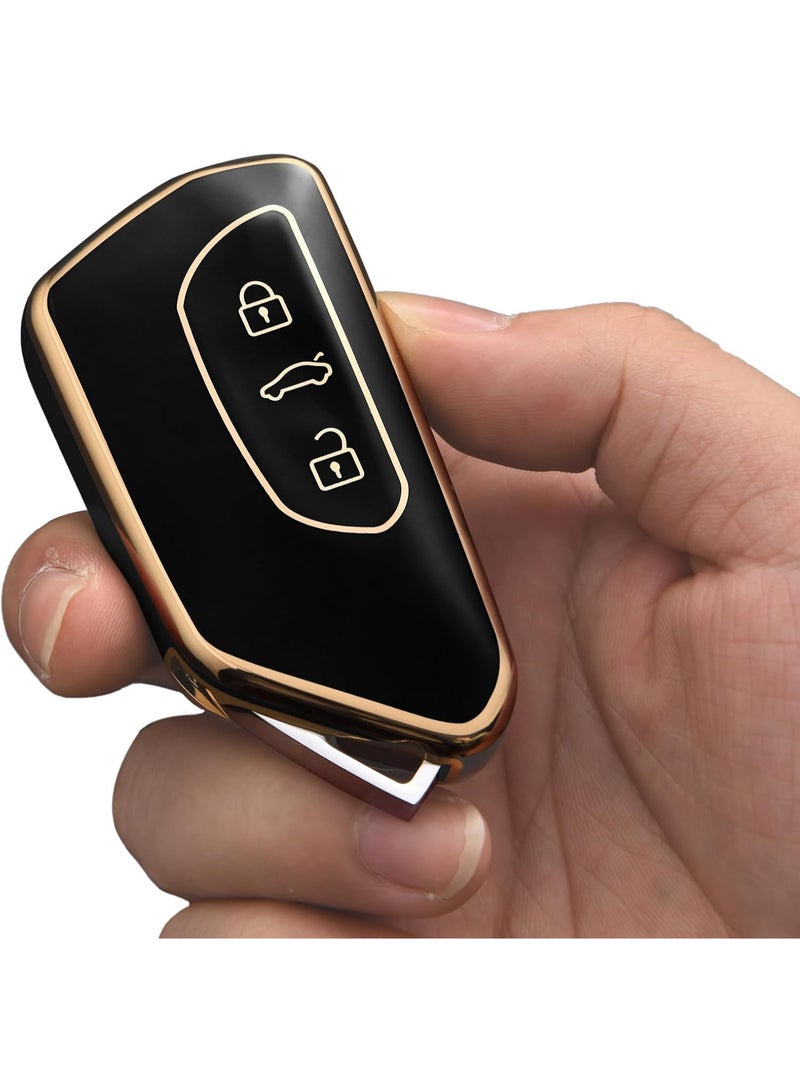 Car Key Case Cover & Protector for VW Tiguan , Golf 8 , Seat Leon, Skoda Octavia A8 , Cupra black & gold - Image 3