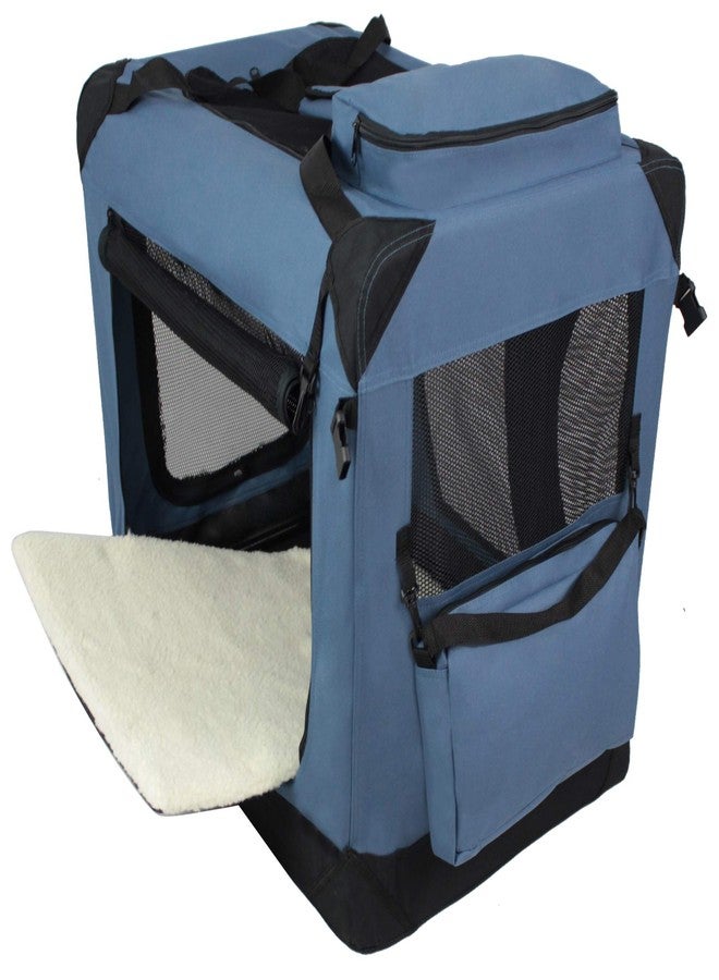 EliteField 3-Door Folding Soft Dog Crate with Carrying Bag and Fleece Bed (2 Year Warranty), Indoor & Outdoor Pet Home (20" L x 14" W x 14" H, Blue Gray) - Image 2