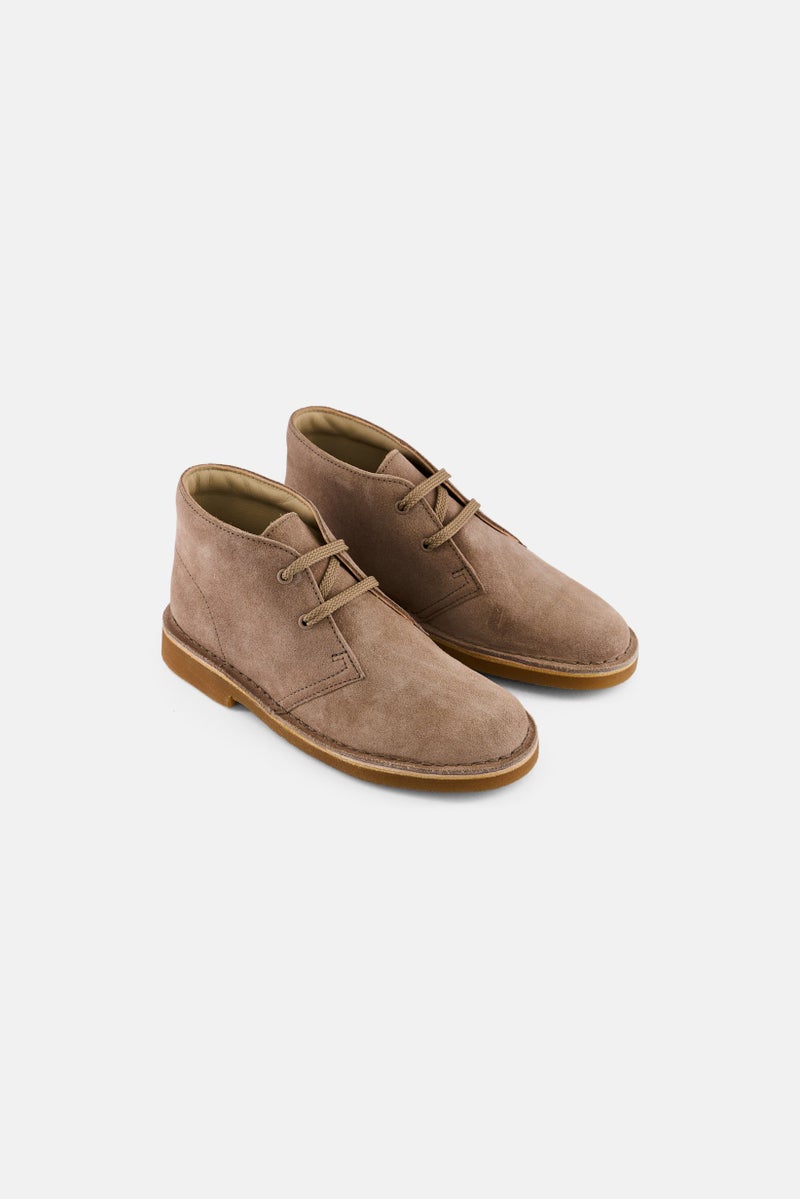 clarks Kids Boy Wide Desert Boot Lace Up Casual Shoes, Taupe - Image 1