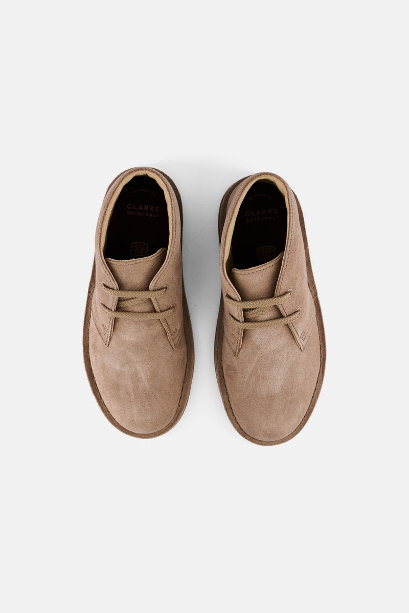 clarks Kids Boy Wide Desert Boot Lace Up Casual Shoes, Taupe - Image 3