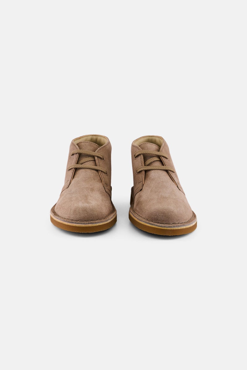 clarks Kids Boy Wide Desert Boot Lace Up Casual Shoes, Taupe - Image 4