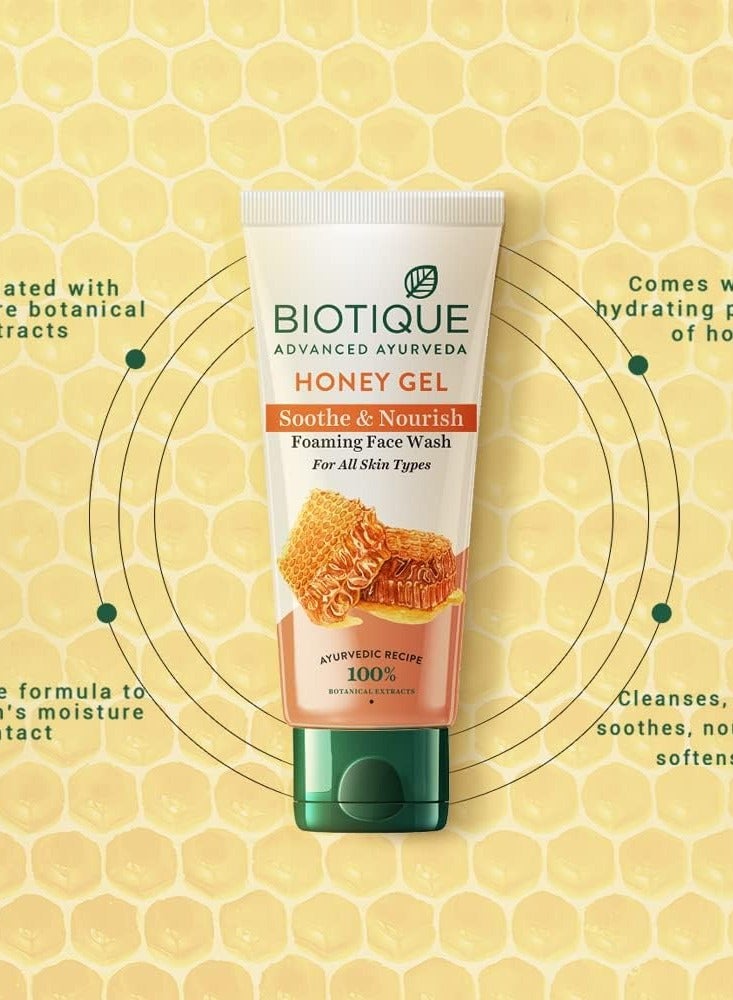 Biotique Bio Honey Gel Refreshing Foaming Face Wash, 150ml/ 5.07 Oz. I All Skin Type I Enriched with Honey Powerful Cleanser, Brightens Complexion, Boosts... - Image 3