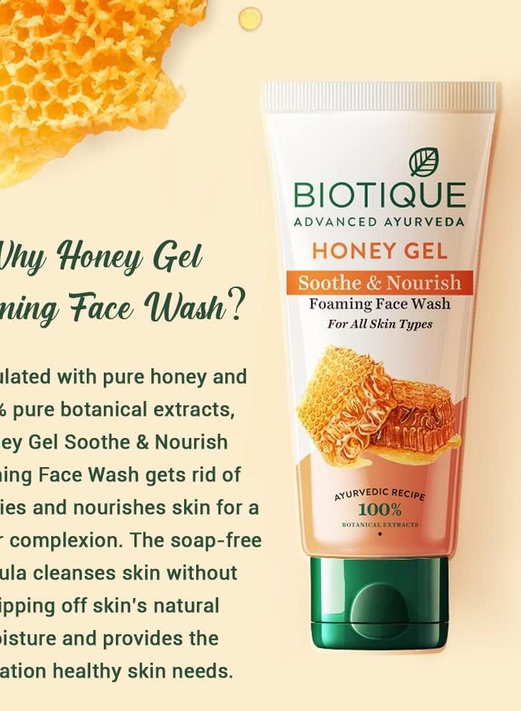 Biotique Bio Honey Gel Refreshing Foaming Face Wash, 150ml/ 5.07 Oz. I All Skin Type I Enriched with Honey Powerful Cleanser, Brightens Complexion, Boosts... - Image 4