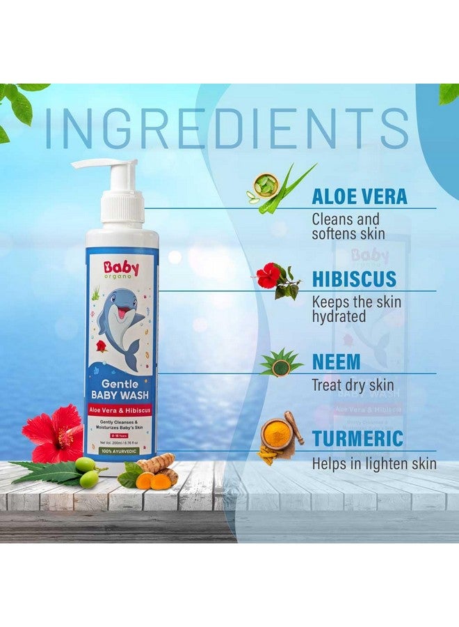 BabyOrgano Baby Body Wash 200Ml For Kids With Aloe Vera, Hibiscus & Neem, Cleanse Moisturize Head To Toe, All Skin Type, Paraben Free, Fdca Approved - Image 4