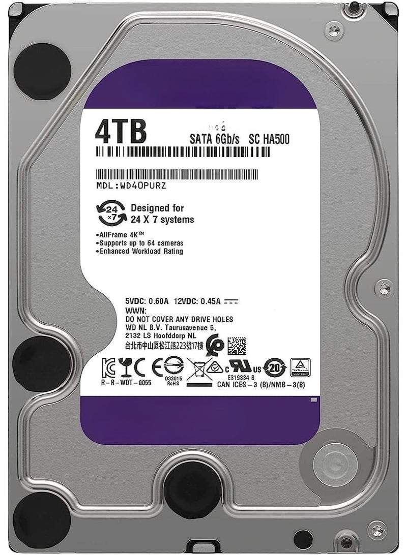 Professional 4 Terabyte Internal Surveillance Hard Drive - High-Reliability CMR Technology for 24/7 Monitoring - 256MB Cache System for Seamless Video Buffering - 3.5 Inch Industrial Grade Storage for Security Systems - Image 2