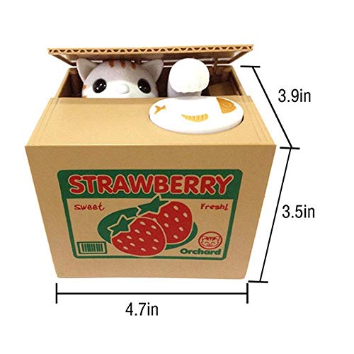 HmiL-U Toy Banks HmiL-U Automatic cat Stealing Coins Birthday&Christmas Gifts for Kids (Strawberry-Cat) - Image 5