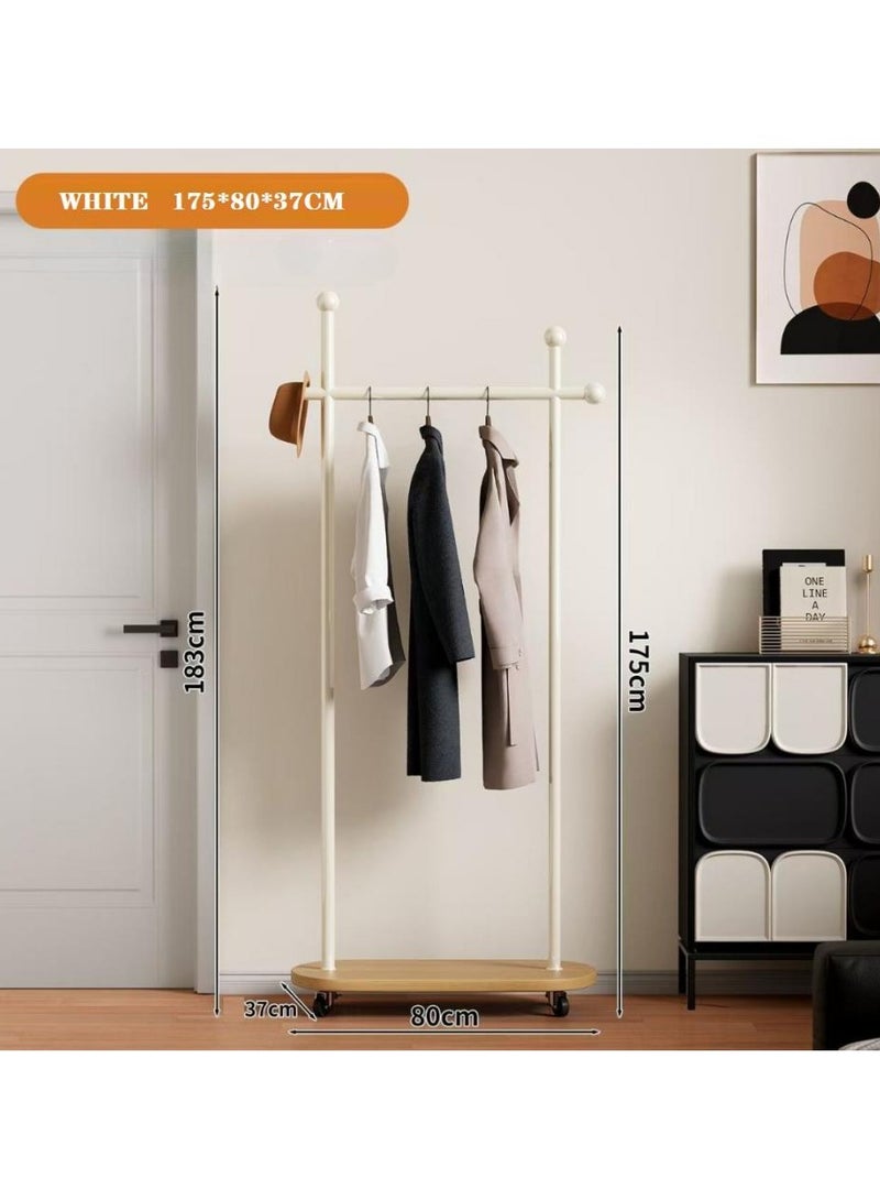 AIWANTO Minimalist Metal Coat Rack with Wooden Base & Wheels – 4 Ball Hooks Rolling Garment Stand for Home, Office & Entryway - Image 4