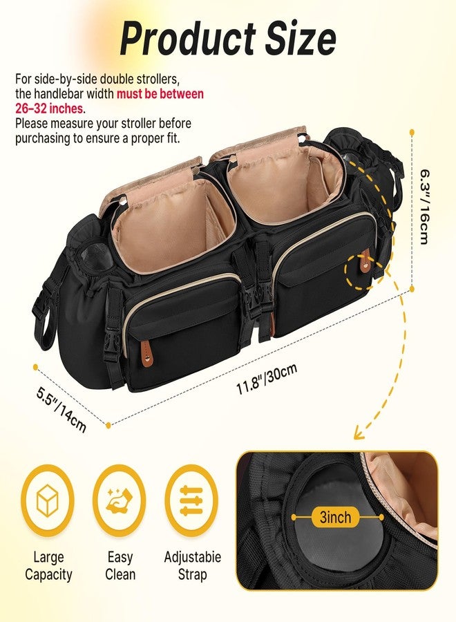 Boomistry Double Stroller Organizer for Bob Duallie and Baby Jogger City Mini GT2, Double Stroller Caddy Organizers with Cup Holder and 2 Cooler Pockets Parent Console Double Stroller Accessories - Image 3