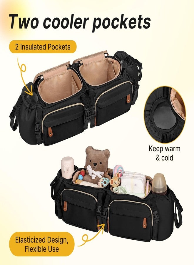 Boomistry Double Stroller Organizer for Bob Duallie and Baby Jogger City Mini GT2, Double Stroller Caddy Organizers with Cup Holder and 2 Cooler Pockets Parent Console Double Stroller Accessories - Image 5