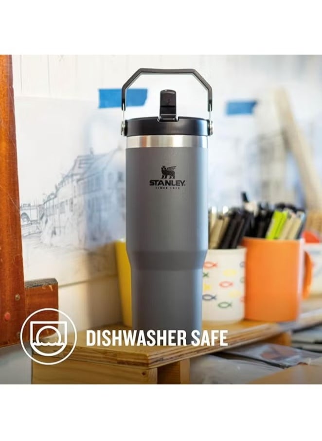Stanley - STANLEY IceFlow Flip Straw Water Bottle, 0.88L – Vacuum Insulated, Leakproof & BPA-Free – Keeps Water Cold for 12 Hours – Easy-Carry, Dishwasher Safe Stainless Steel Travel Mug (Charcoal) | Durable & Stylish Hydration Solution for On-The-Go Lifestyle - Image 1