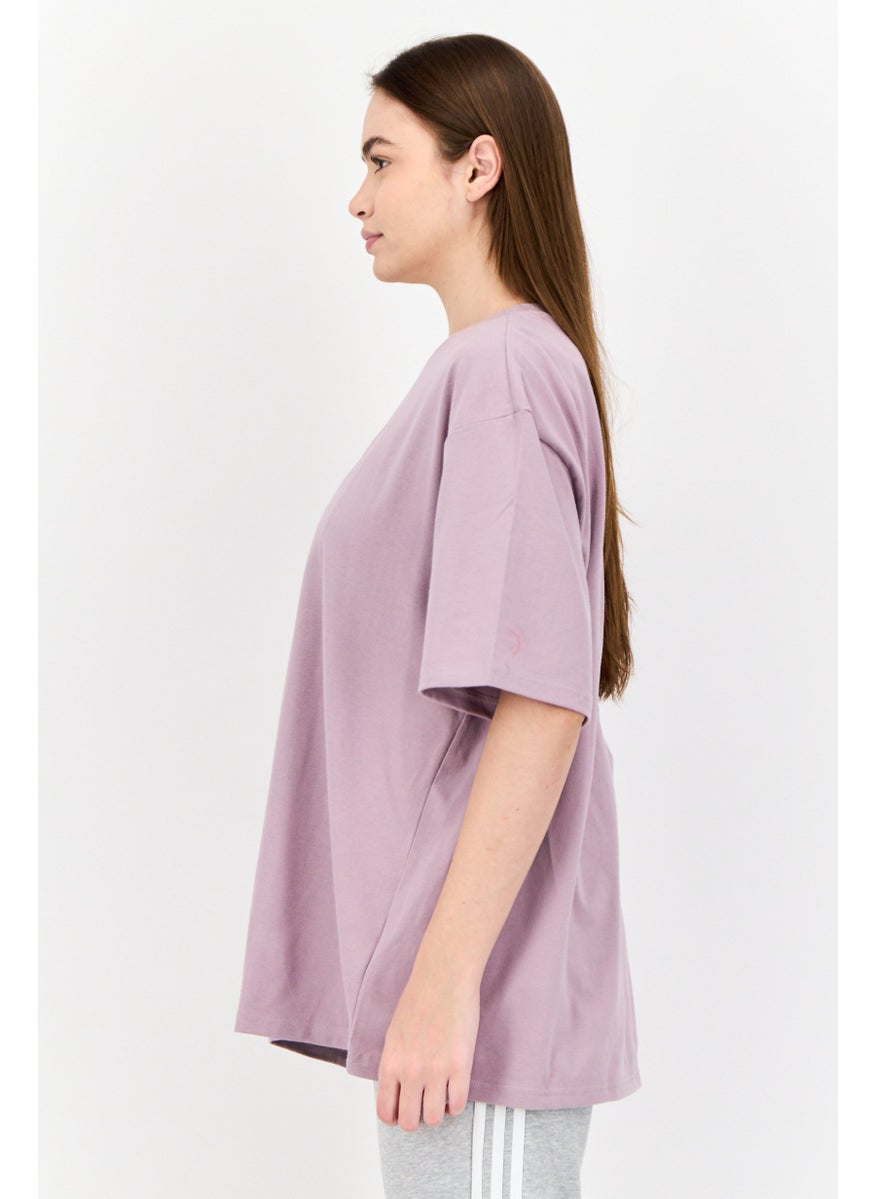 Adidas Women Oversize Fit Short Sleeve Outdoor T-Shirt, Purple  - Image 2
