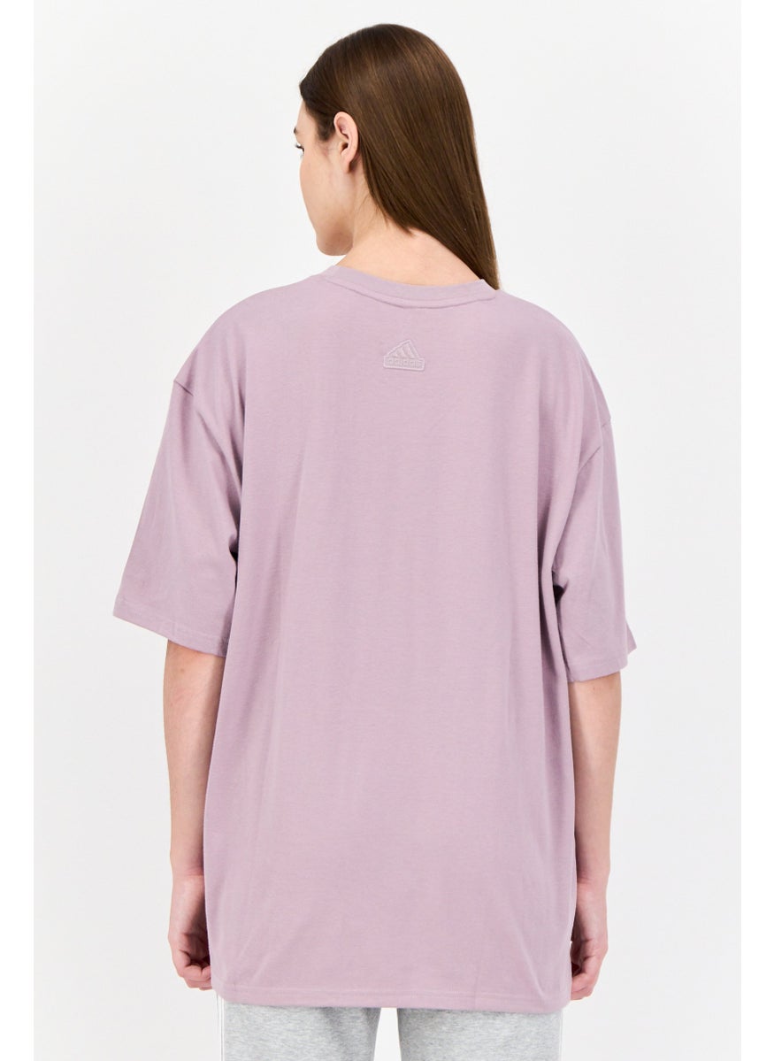 Adidas Women Oversize Fit Short Sleeve Outdoor T-Shirt, Purple  - Image 3