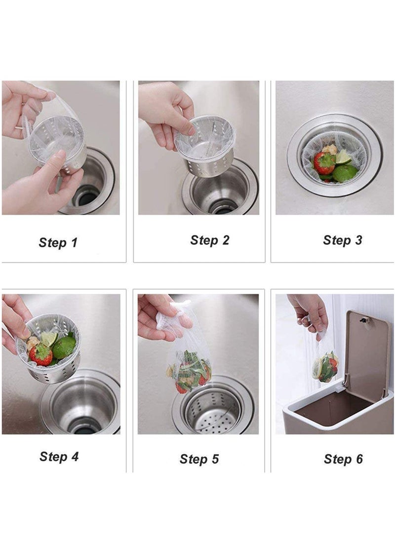 Generic 200PCS Kitchen Sink Strainer Mesh Bag, Disposable Mesh Sink Filters, 200 PCS Disposable Mesh Sink Strainer Bags for Collecting Kitchen Food Waste Leftover Garbage, white  - Image 5