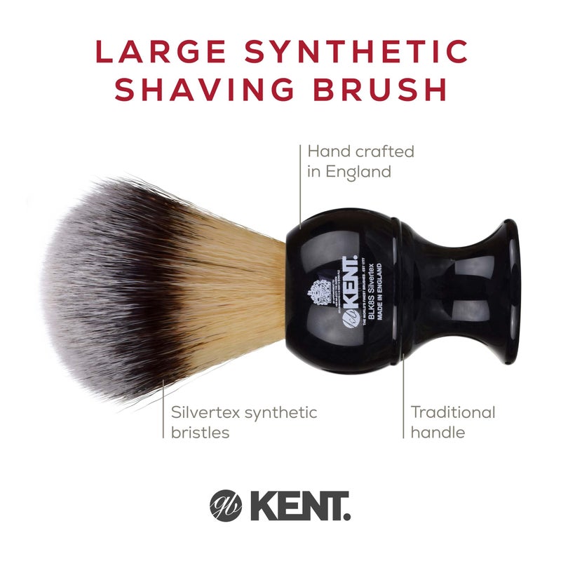 Kent BLK8S Shaving Brush with Ultra-Soft Silvertext Synthetic Bristles and Black Resin Handle to use with Shave Cream or Soap for a Perfect Lather. Luxury Shaving Since 1777, Made in England - Image 4