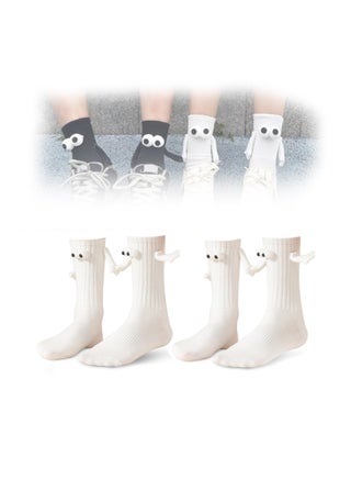 Holding Hands Socks, Couple Magnetic Hand Socks, Unisex Mid Tube Funny Hand In Hand Socks, Couple Holding Hands Socks, Funny Socks, Matching Couple Socks, Mid-Tube Socks (2 White)