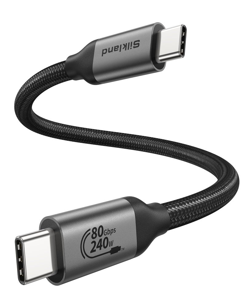 Silkland 80Gbps USB 4 for Short Thunderbolt 5 Cable 1FT, 240W Charing, 120Gbps Bandwidth for 16K/Dual 8K, Braided USB C Data Cable Compatible Thunderbolt 4, SSD, MacBook M4 Pro/Max, iPhone 17/16, Dock - Image 1