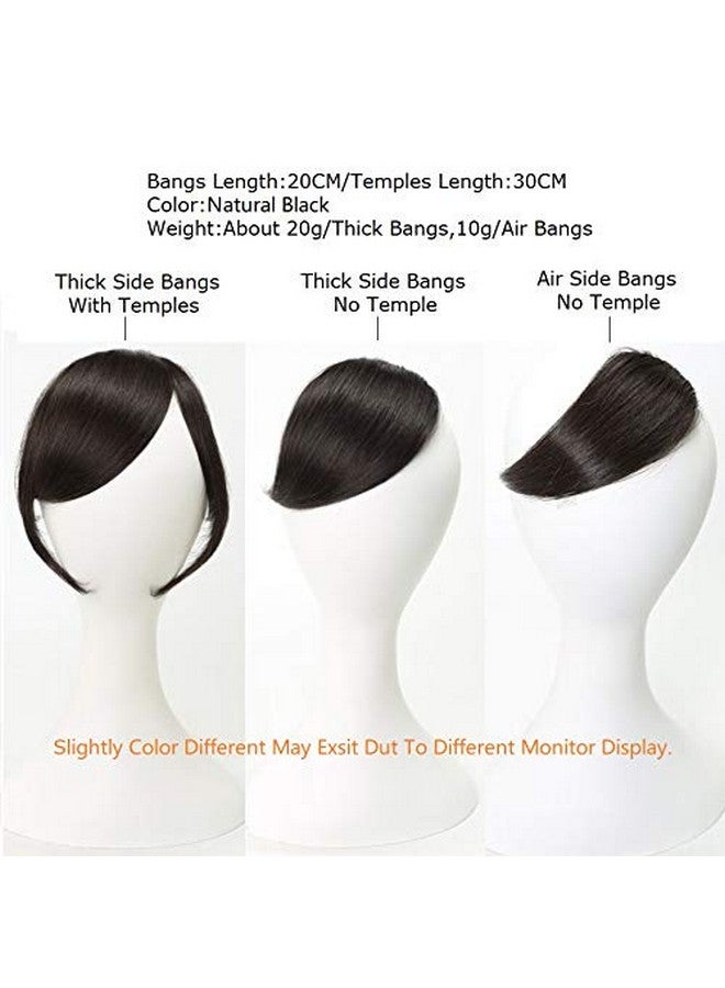 DSOAR Side Bangs Clip In Real Human Hair Bang Natural Clip On Straight Fringe Hair Extensions(Natural Black Color) - Image 4