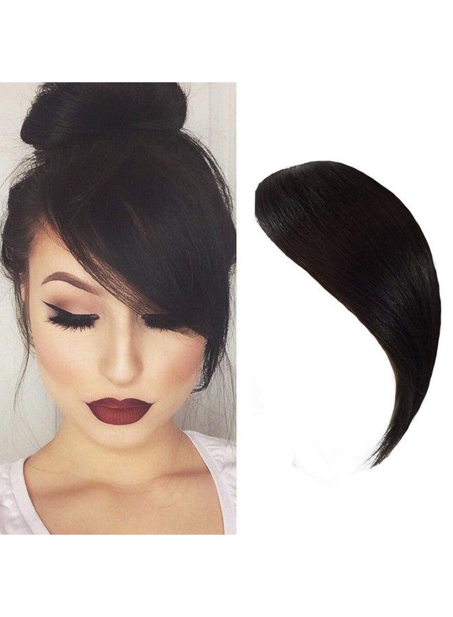 DSOAR Side Bangs Clip In Real Human Hair Bang Natural Clip On Straight Fringe Hair Extensions(Natural Black Color) - Image 1