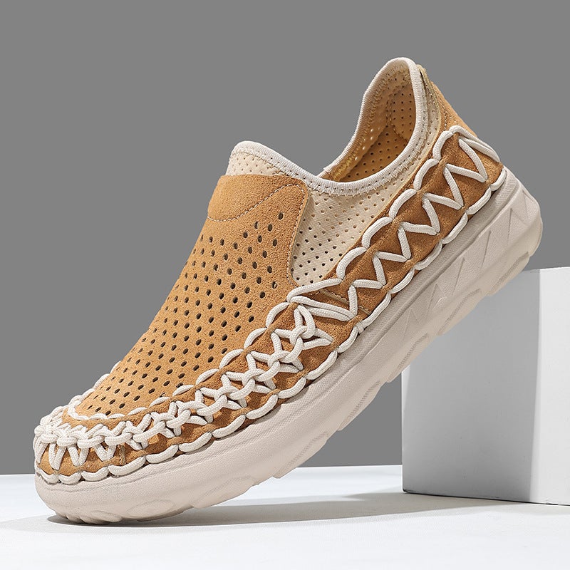Mesh Shoes For Men 2026 Style Hollow Breathable Men'S Sandals Roman Lightweight Soft-Soled Slip-On Loafers - Image 3