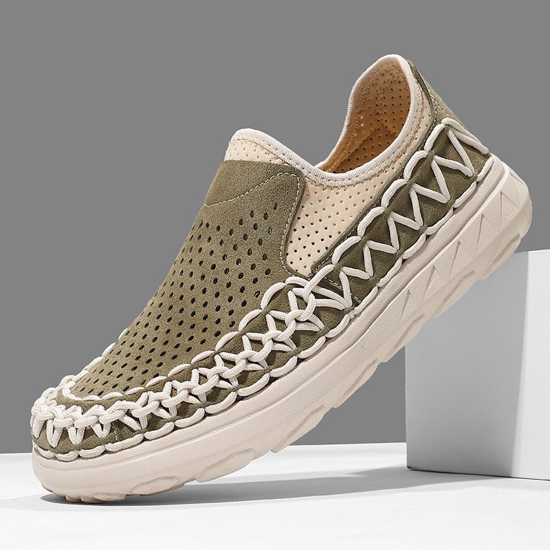 Mesh Shoes For Men 2026 Style Hollow Breathable Men'S Sandals Roman Lightweight Soft-Soled Slip-On Loafers - Image 2