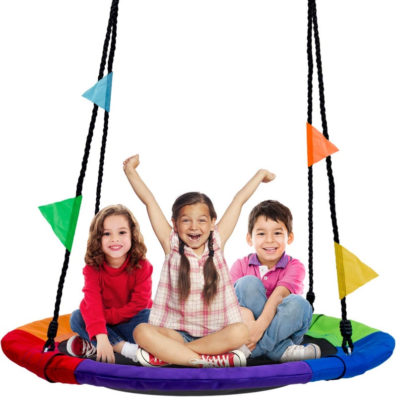 Sorbus 40 Saucer Tree Glider  220lbs Kids Outdoor Seat with Adjustable Ropes  Durable Net Design for Backyard Swing Set or Indoor Use  Fun Gift Idea - Image 2
