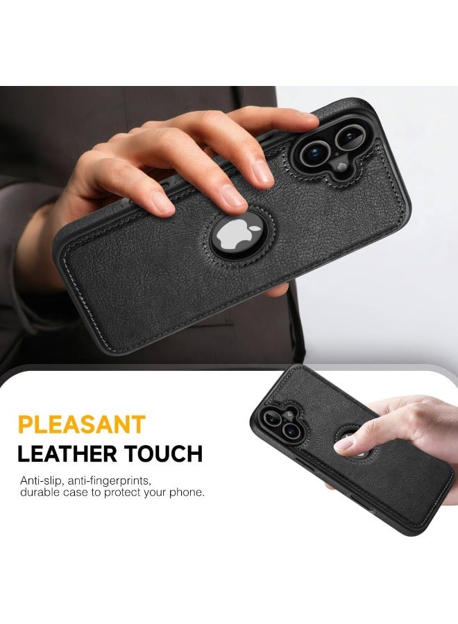 Mikki iPhone 16 Case, Vegan Leather Protective Case for iPhone 16 6.1", Luxury, Elegant, Logo Visible and Beautiful Design Cover, Non-Slip Vintage Looking Perfect Leather Back Cover, Black - Image 3