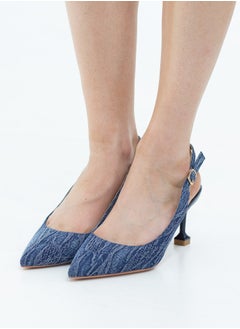 LAMARAPARIS Kalina 7.5cm heel open waist sling back denim  - Image 2