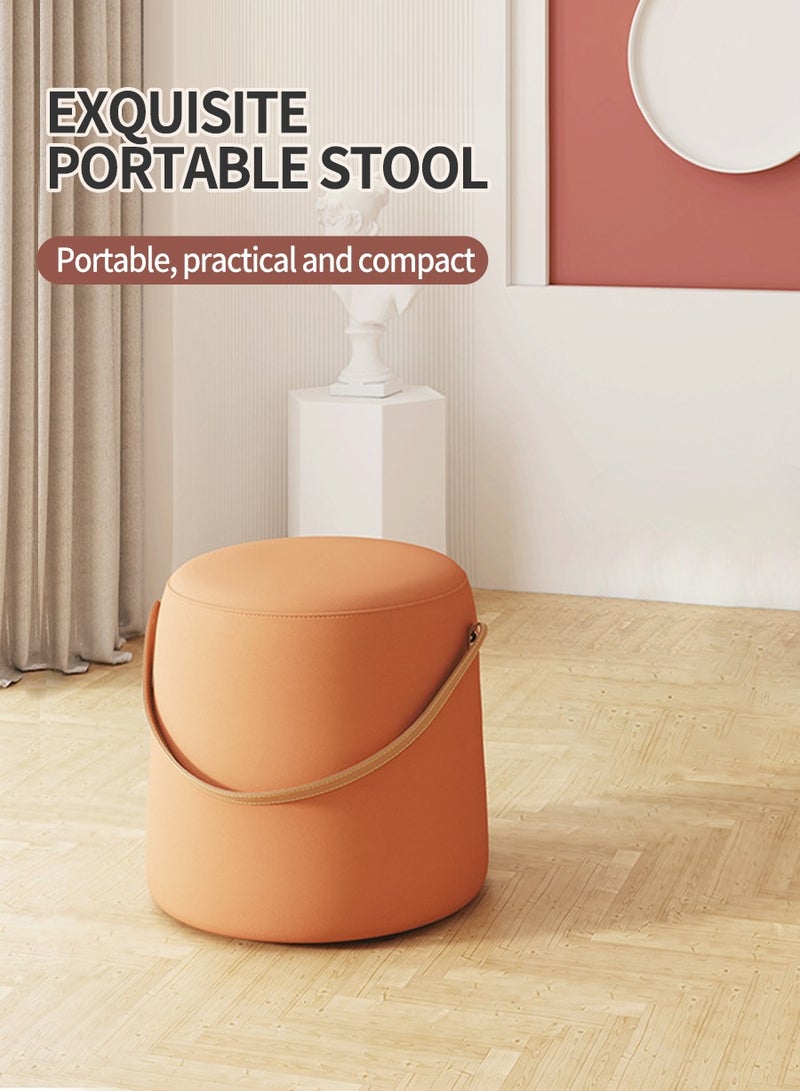 Beirui Round seat, small stool, Wooden Home Tote Stool, Living Room Coffee Table Home Tech Fabric Small Bench, Shoe Change Stool, Footrest Stool  - Image 2