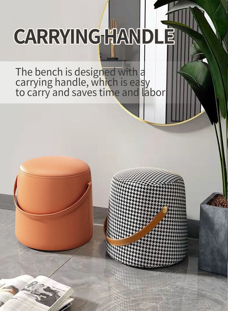 Beirui Round seat, small stool, Wooden Home Tote Stool, Living Room Coffee Table Home Tech Fabric Small Bench, Shoe Change Stool, Footrest Stool  - Image 4