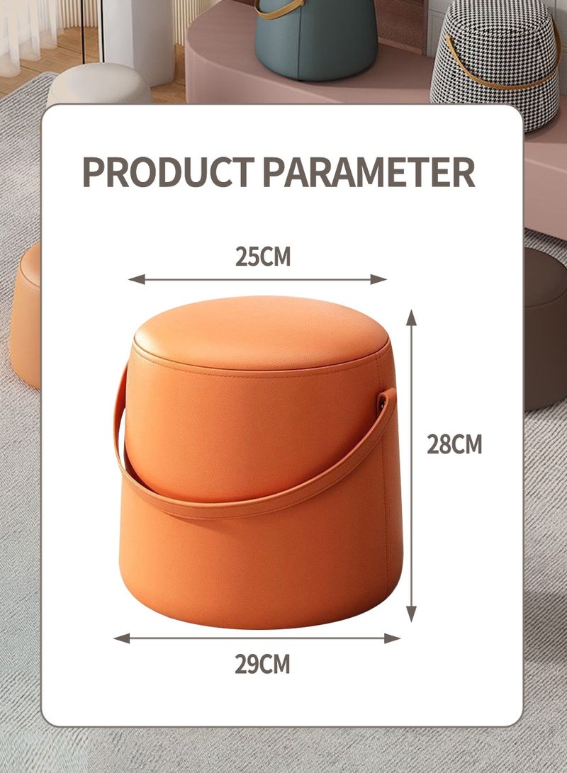 Beirui Round seat, small stool, Wooden Home Tote Stool, Living Room Coffee Table Home Tech Fabric Small Bench, Shoe Change Stool, Footrest Stool  - Image 3